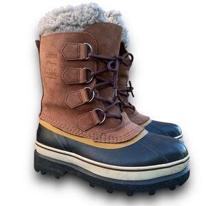 Sorel Caribou Fleece Trimmed Nubuck Rubber Snow Boots Women’s size 6